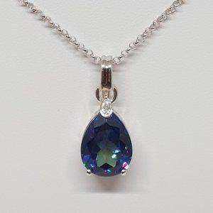 Sterling Silver Necklace Genuine Ocean Myste Gem